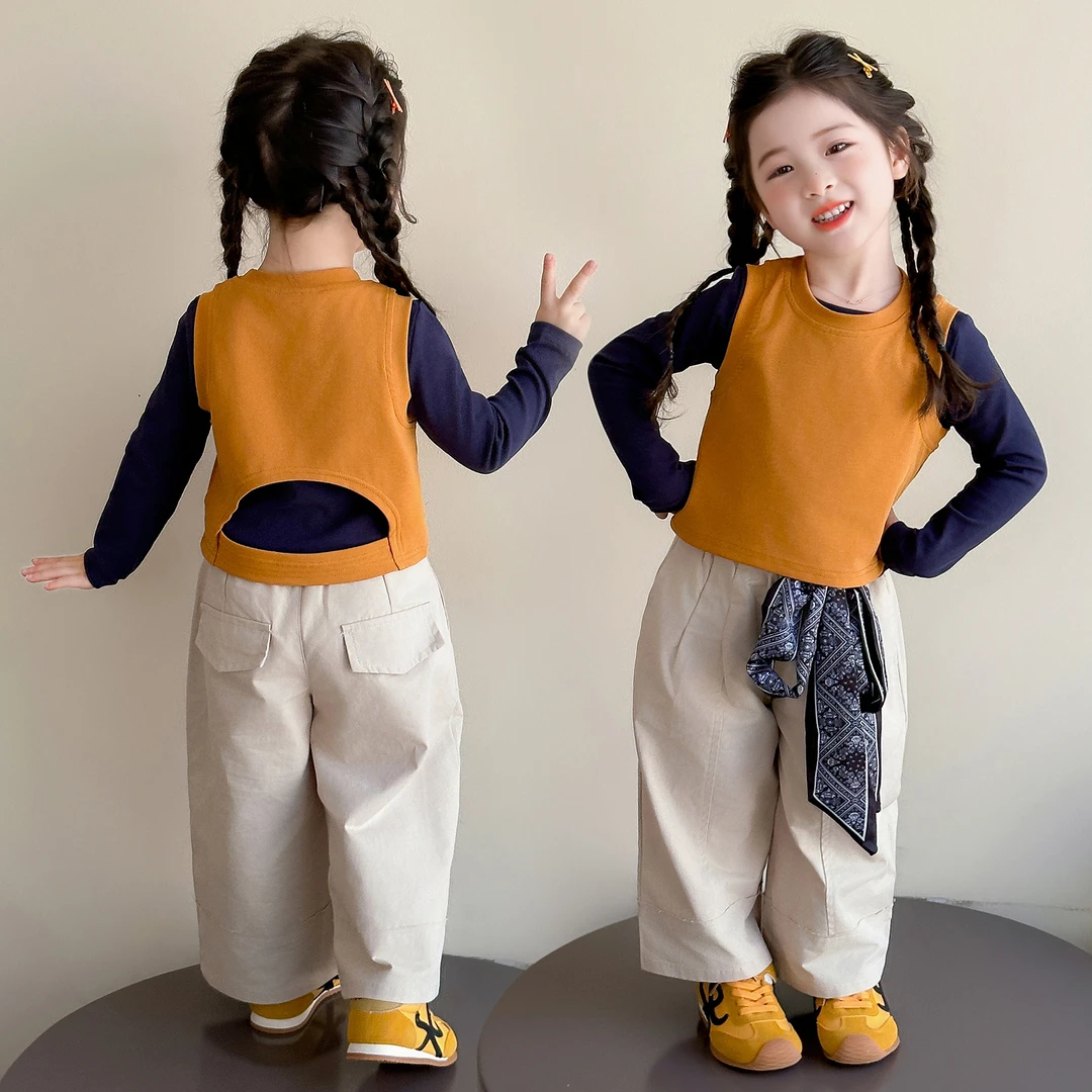 女童秋装套装2025新款4-6岁幼儿园潮款小童女宝春秋季洋气三件套