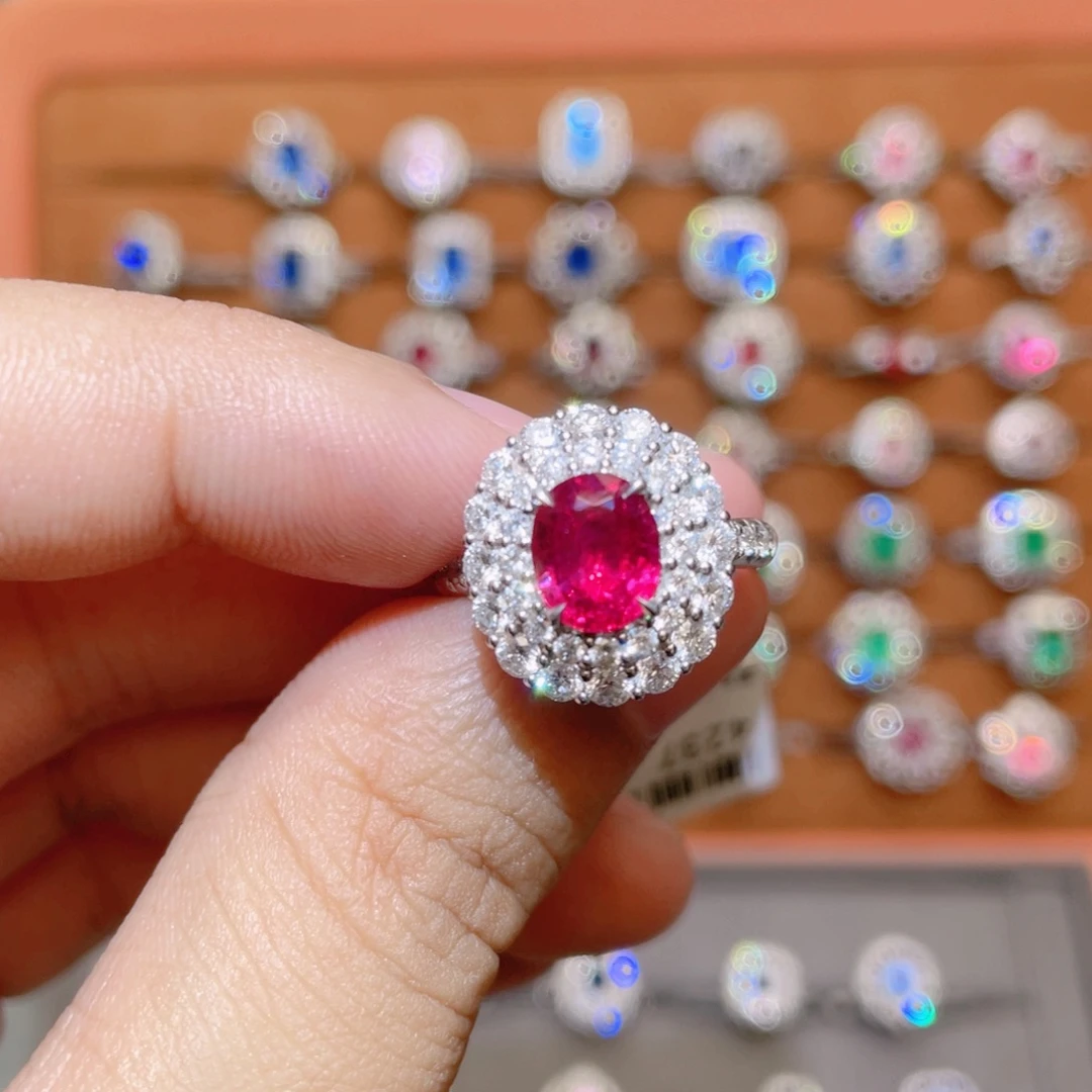 红宝石戒指18K金镶嵌2.04ct 无烧鸽血