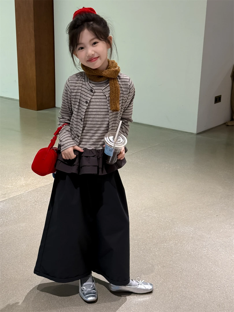 LJ-91127-童装裤子2025秋季新款韩版阔腿裤松弛感休闲长裤（秋款）