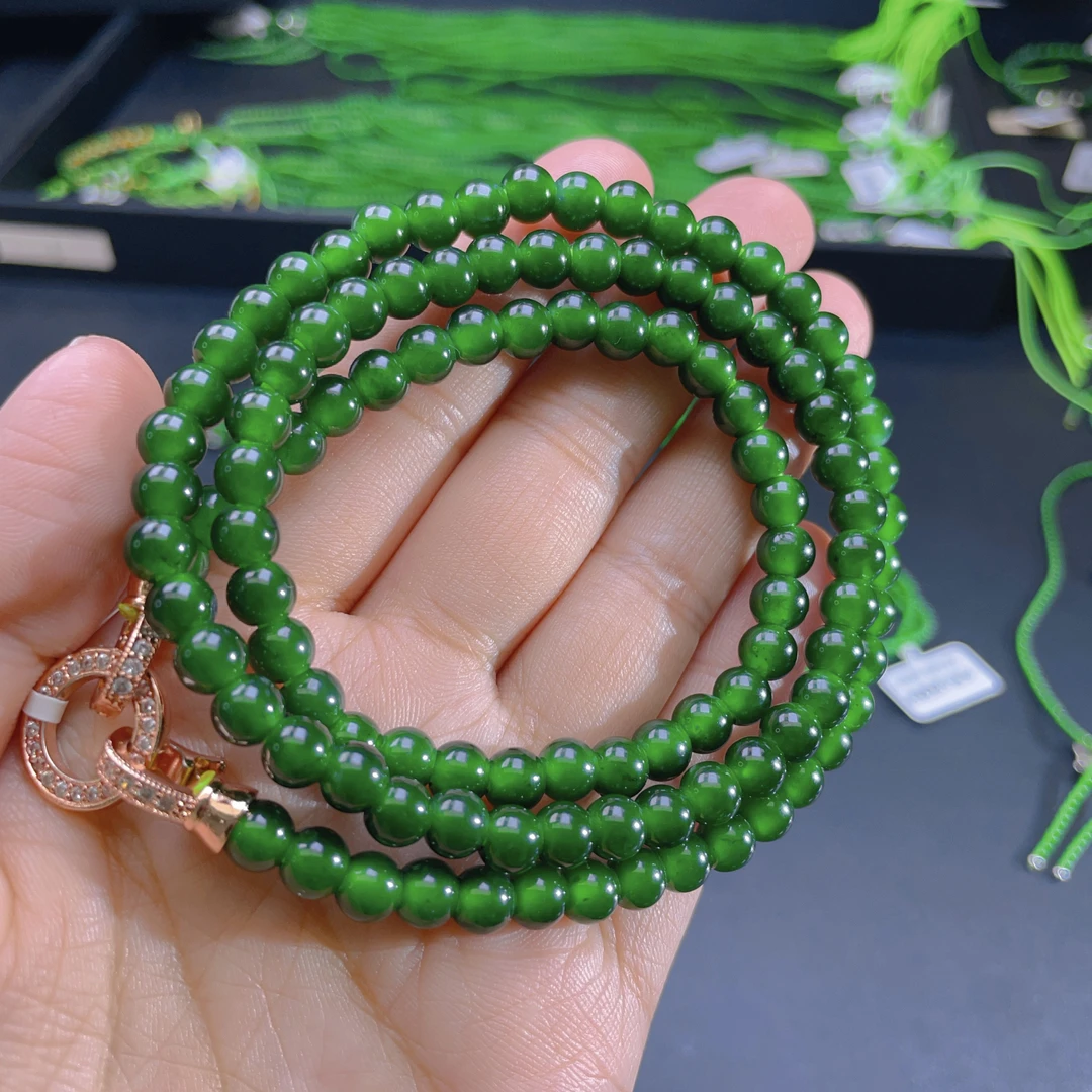 天然A货翡翠6mm珠链
