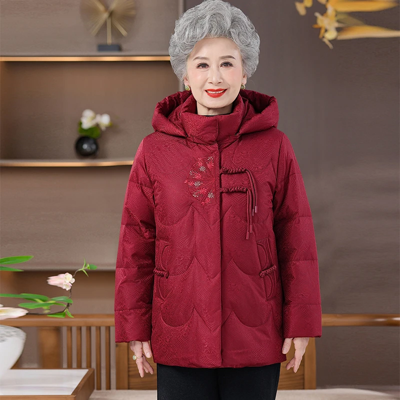 妈妈羽绒服气质妈妈装中老年中长款老年加厚品牌同款国风2025新款