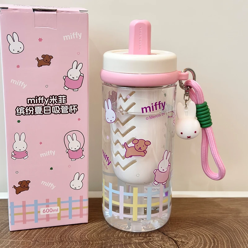 元森商店可爱米菲卡通tritan水杯大容量夏季吸管杯学生塑料随手杯