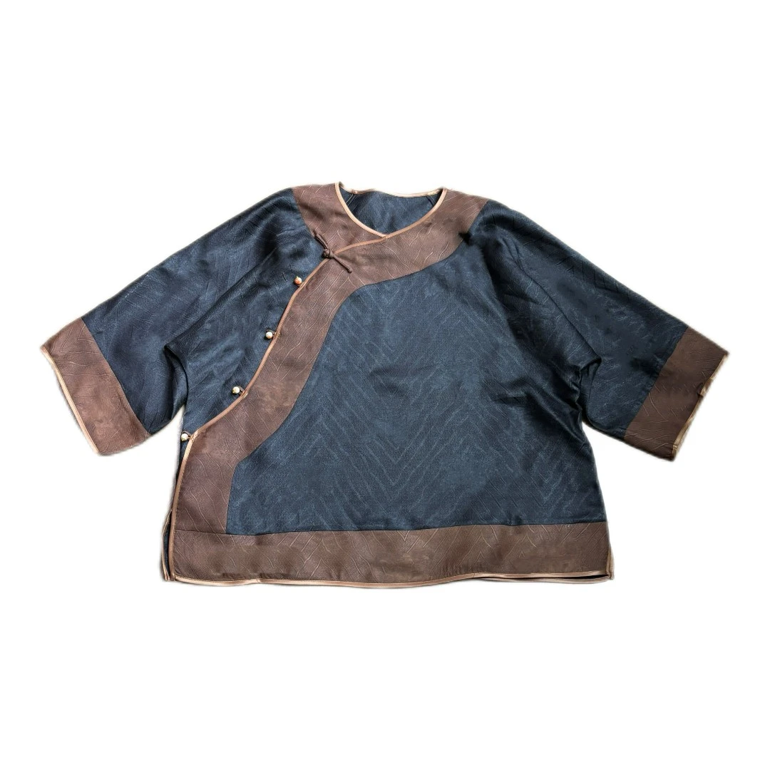 G37【孤品】夏季新品桑蚕丝香云纱太太服斜襟百搭时尚设计款上衣