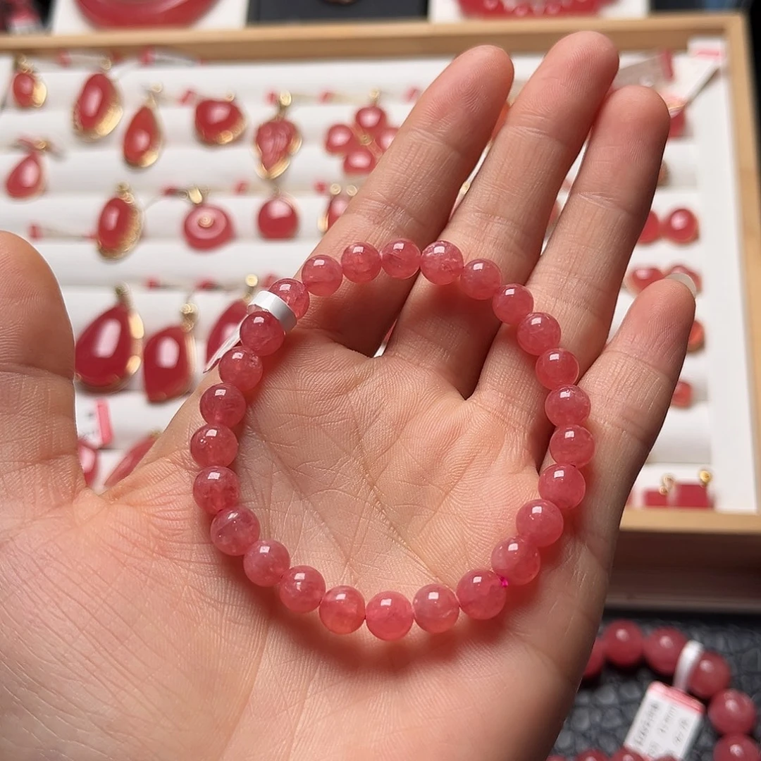 菱锰矿（红纹石）未镶嵌手绳