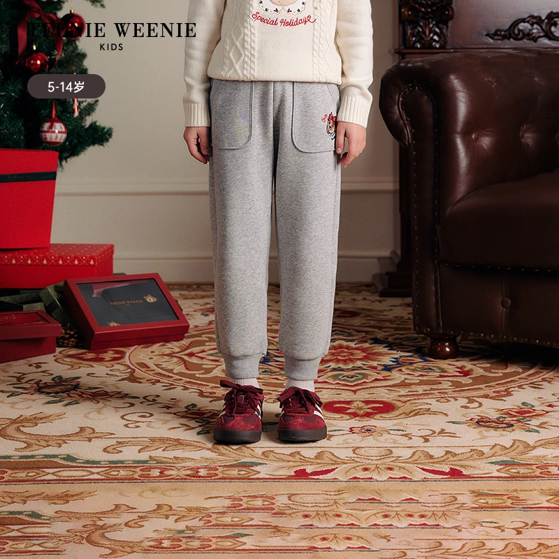 TeenieWeenieKids25年女童舒适加绒束脚拜年服卫裤TKTM251151K
