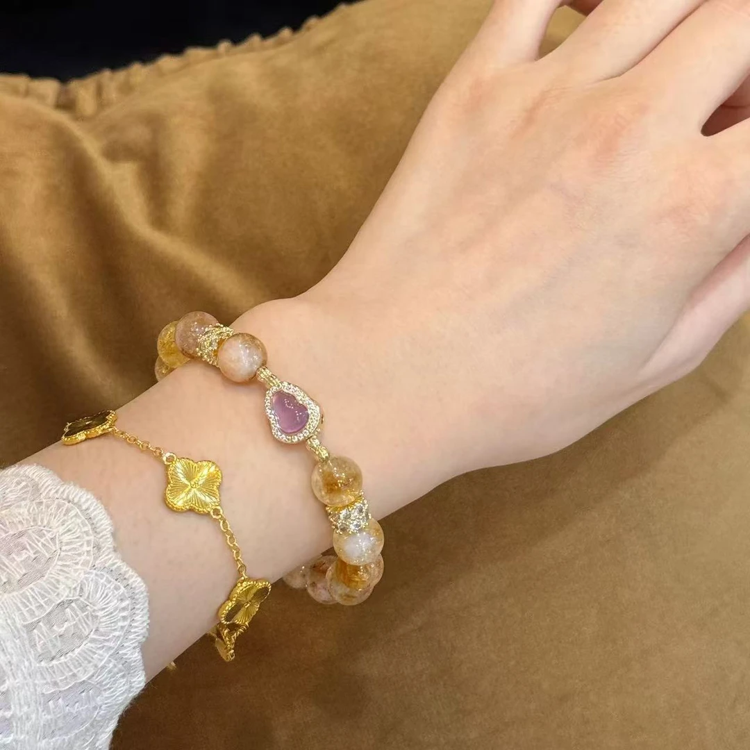 【存钱罐】天然水晶黄塔晶10mm+白水晶10mm原创小众设计水晶手链女