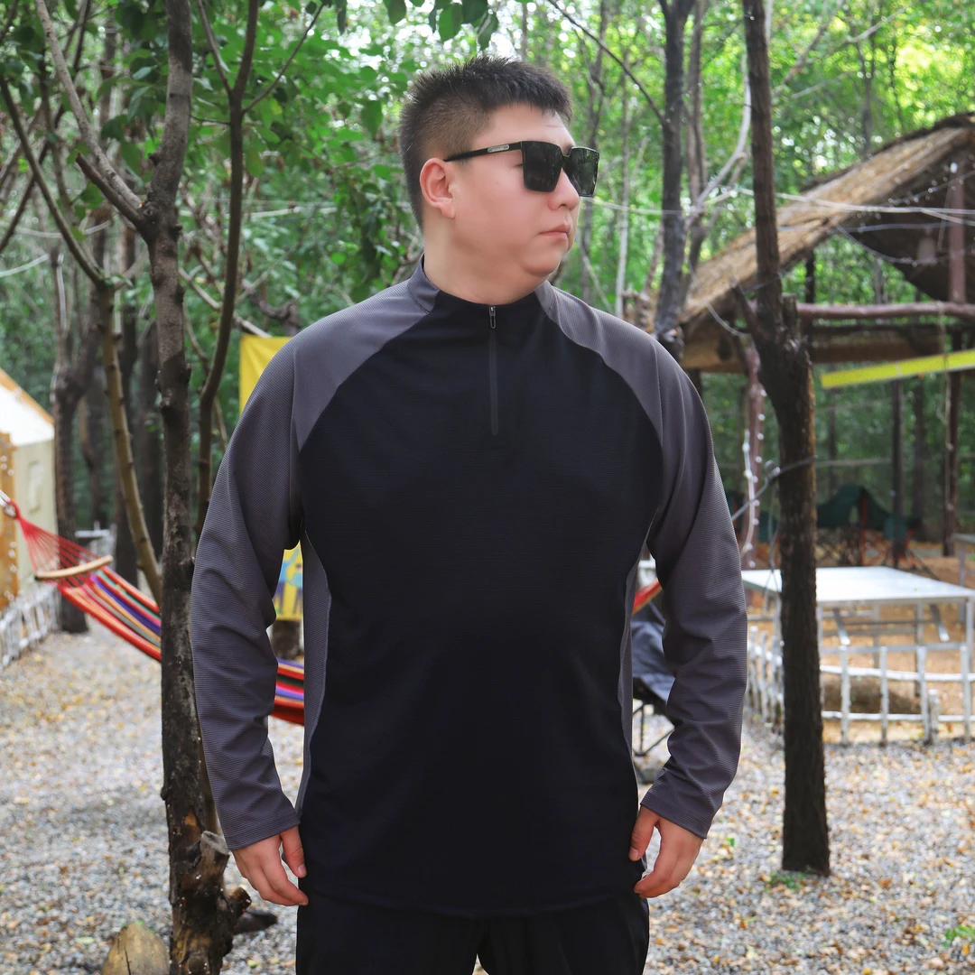 大码男装 秋季新款  撞色拉链休闲拼接卫衣2547