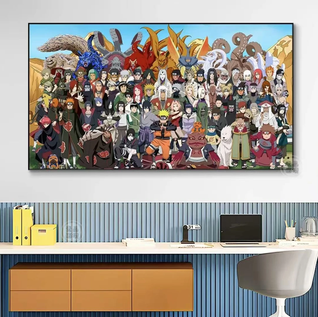 火影忍者】全家福动漫挂画鸣人佐助电竞酒店网吧装饰画40*80pvc