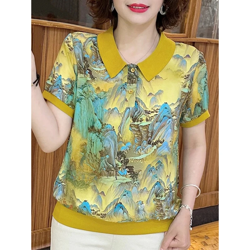 薄款娃娃领设计款洋气小衫2025新款女装夏季时尚气质短袖T恤