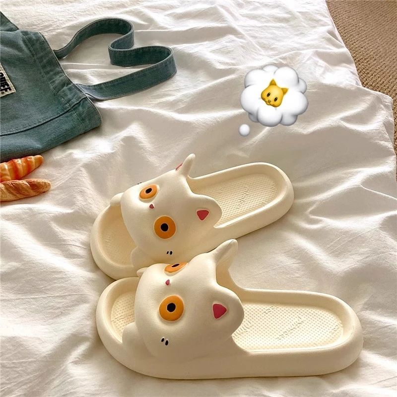 昭和小野猫~!可爱ins卡通软软外穿一字拖鞋女夏季防滑厚底凉拖鞋