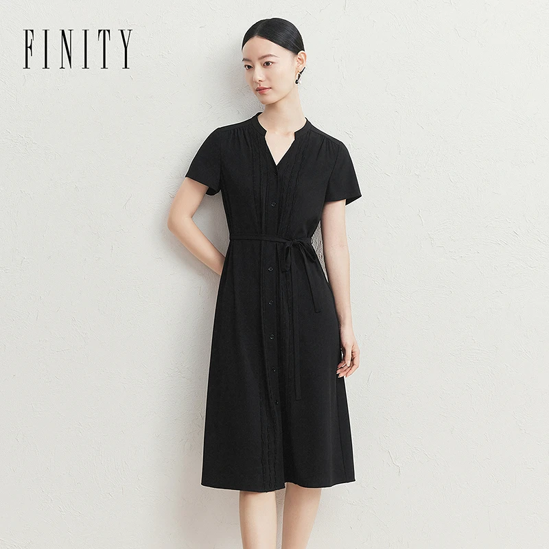 【0526】FINITY 新款优雅气质显瘦时尚休闲修身连衣裙 F21Y3C11L3