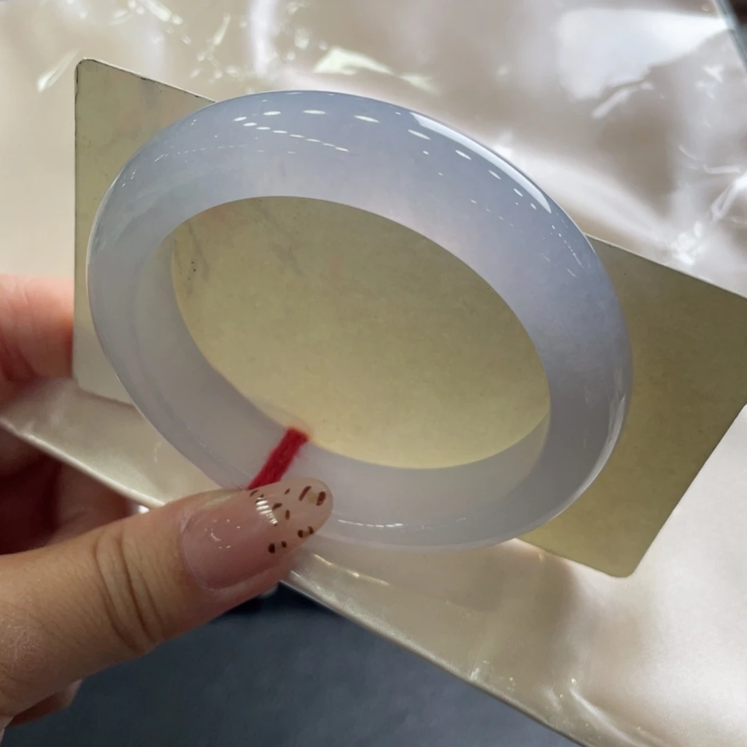 翡翠未镶嵌手镯54.7正 满色起荧光星空镯