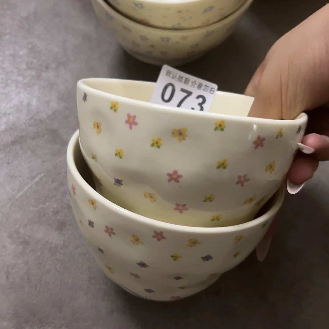 搪瓷微瑕碎花碗两个073