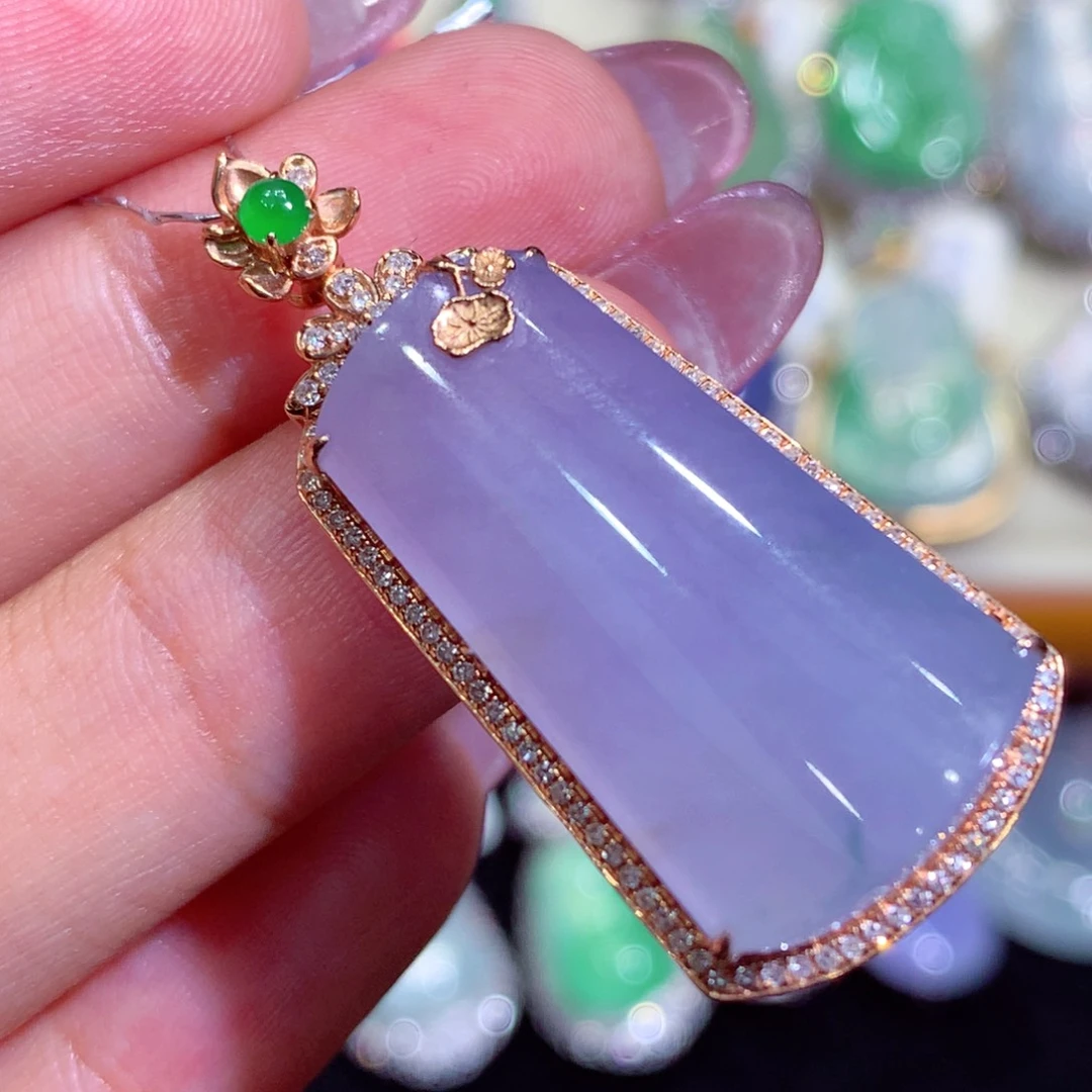 翡翠18K金镶嵌吊坠(不含链)