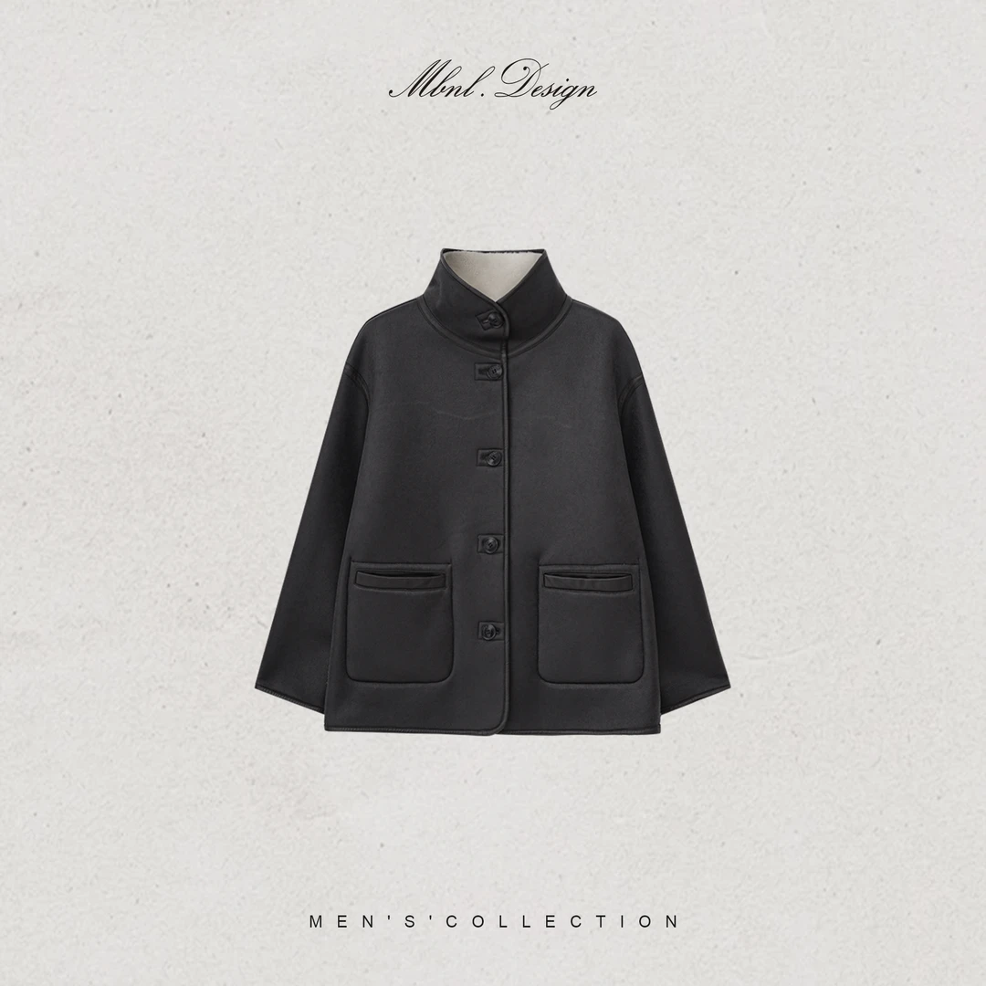 MBNL-F「Two-sided」秦磊男装绵羊皮羊毛麂皮纹理夹克LL-WWT0122