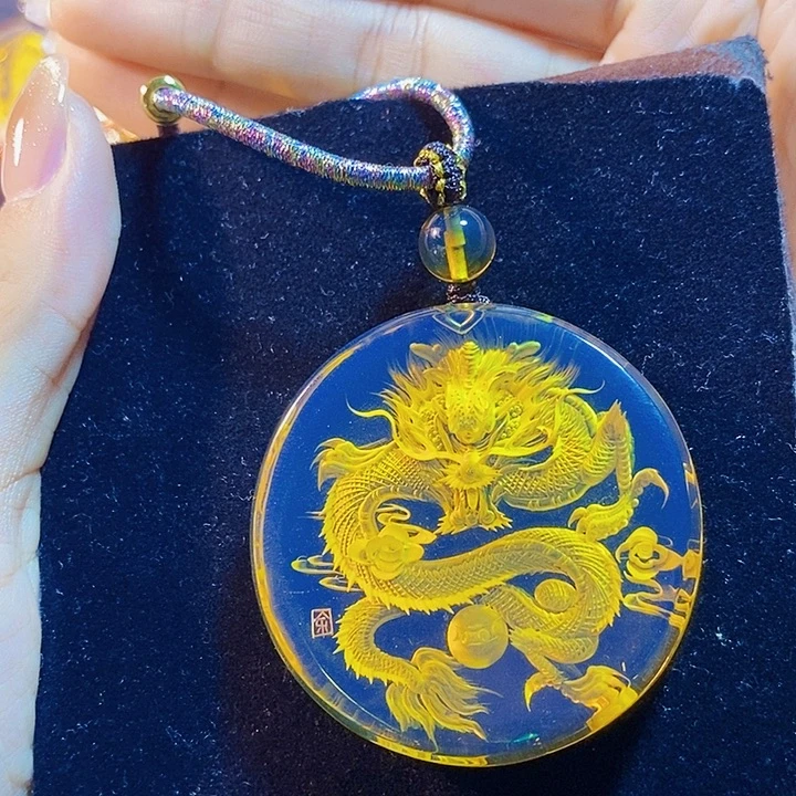 蓝珀未镶嵌珠宝奇石墨西哥蓝珀龙牌