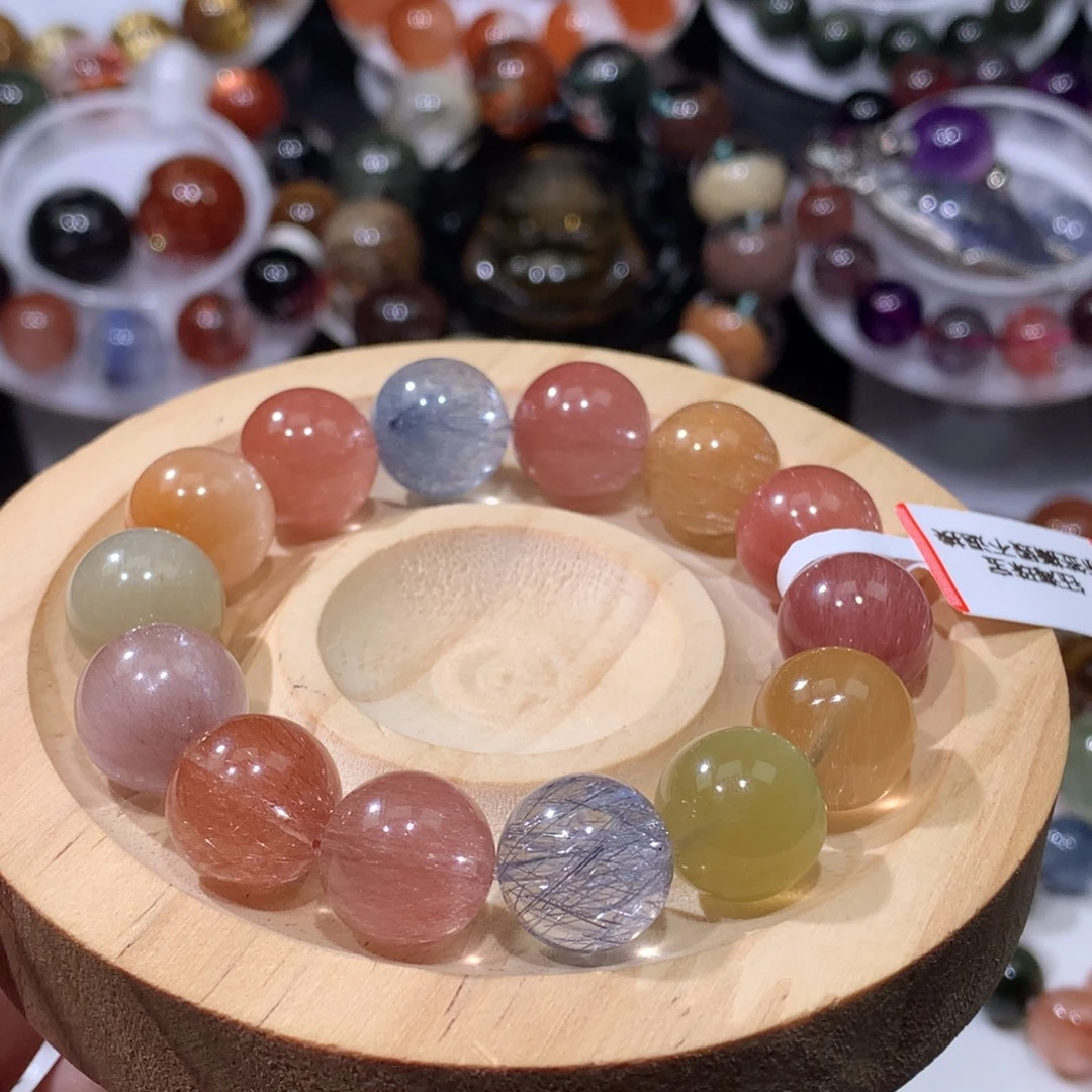 未镶嵌手链水晶彩兔毛13mm