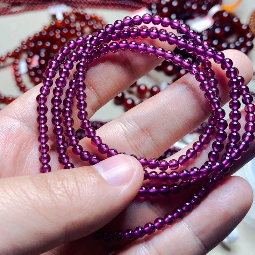 【闪购商品】未镶嵌手链石榴石（紫牙乌）3.8毫米四圈