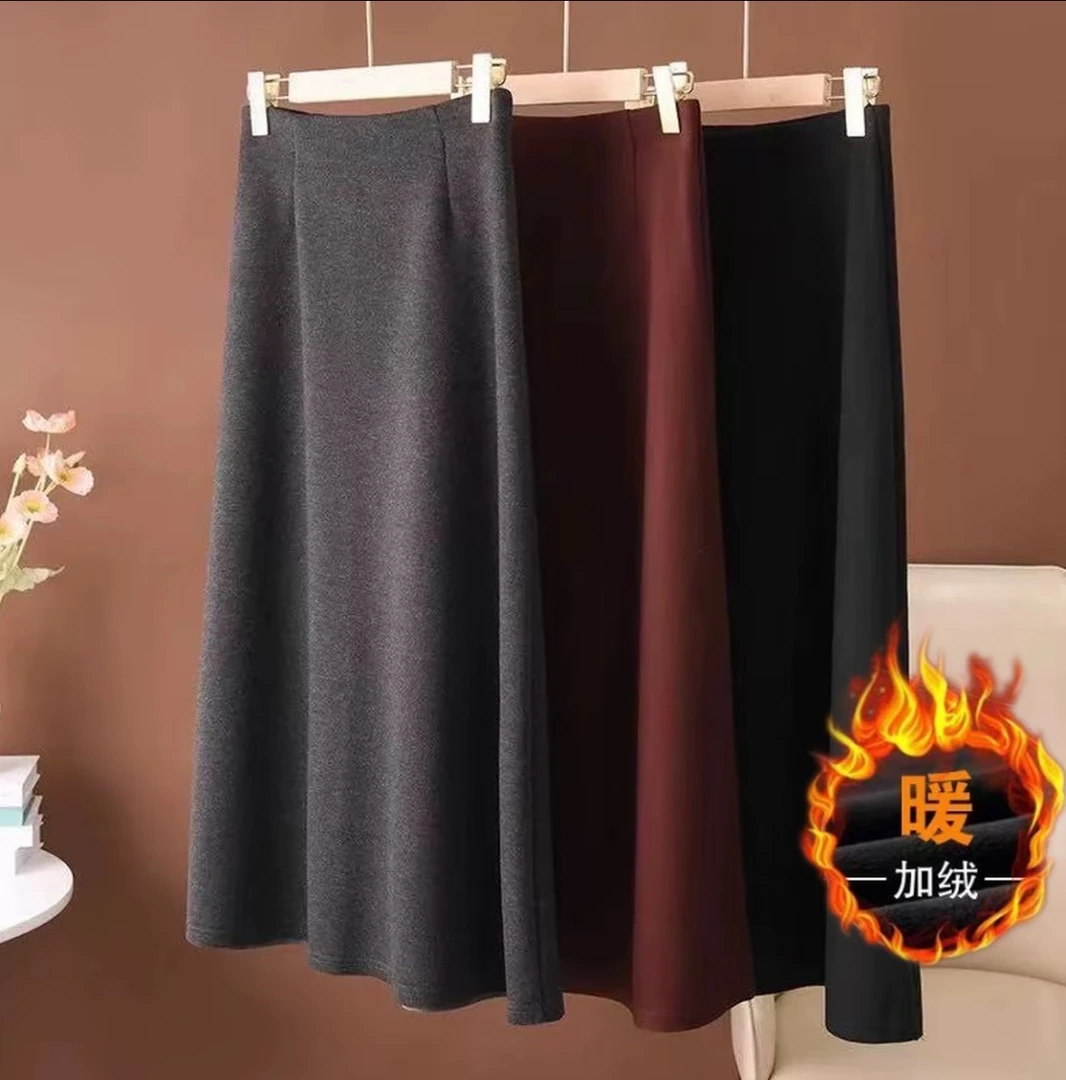 【原版正版】醋酸羊毛半身裙2025新款加绒加厚显瘦气质大摆半身裙