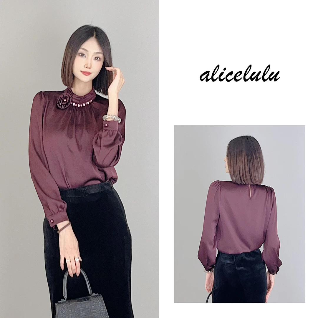 1 ALICE 情深似紫衬衫 手工捏花 华美缎感 S2140092W