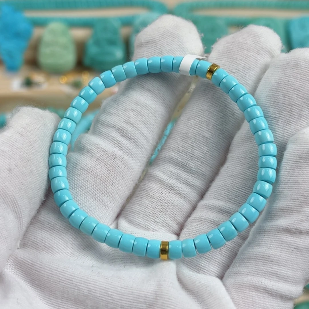 18K金镶嵌绿松石手串