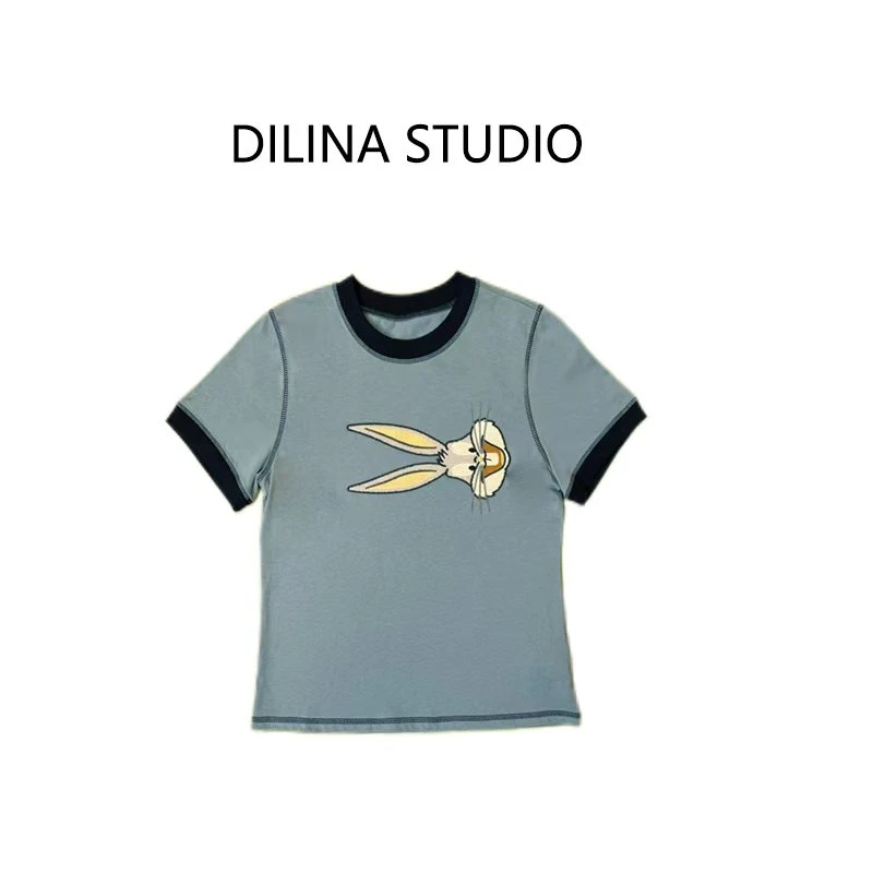 【哈苏线兔子】短袖女T恤时尚圆领休闲百搭时尚夏季透气半袖