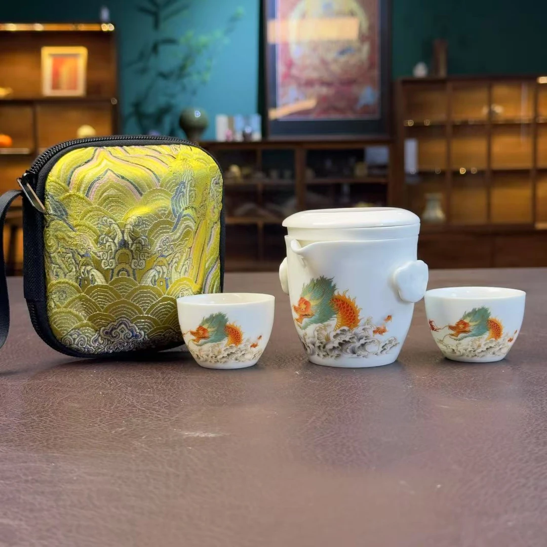 龙腾四海 泡茶杯 一壶两杯 茶具套装