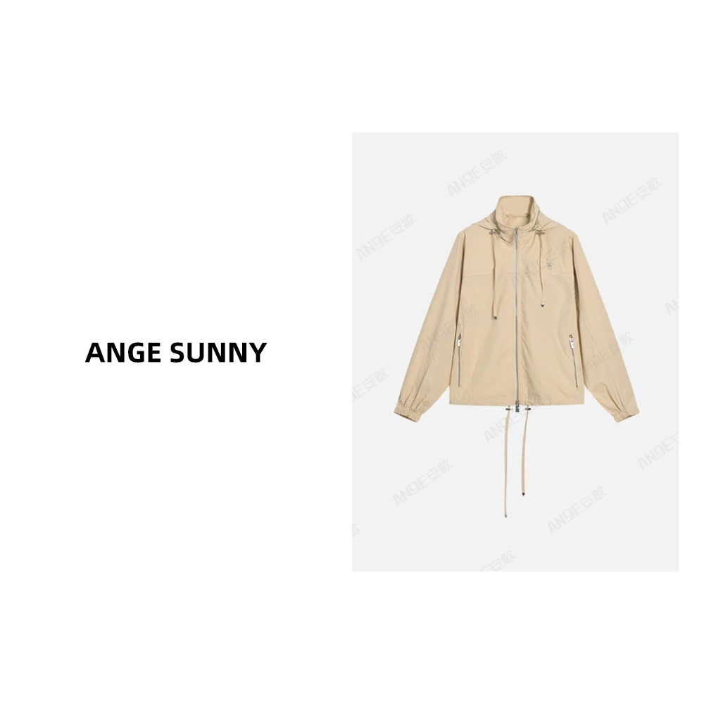 ANGE SUNNY【徽标连帽夹克】户外防晒透气网纱立领休闲运动外套