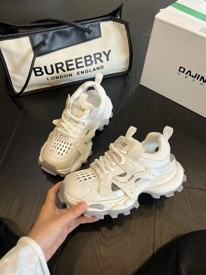 293大金大码女鞋厚底增高洞洞老爹鞋