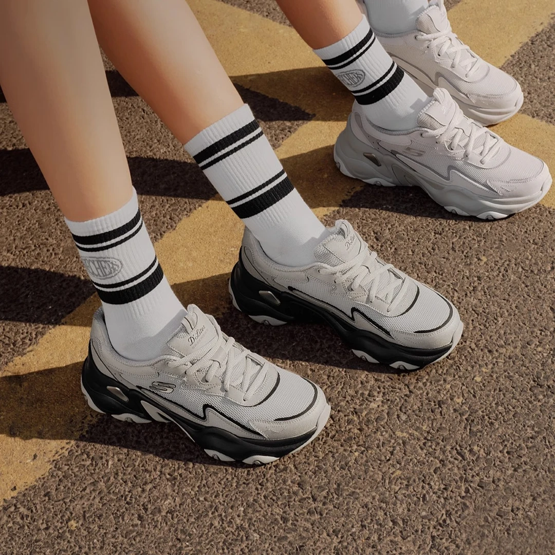 斯凯奇糯米熊男款厚底增高老爹鞋拼色舒适休闲厚底运动鞋232494