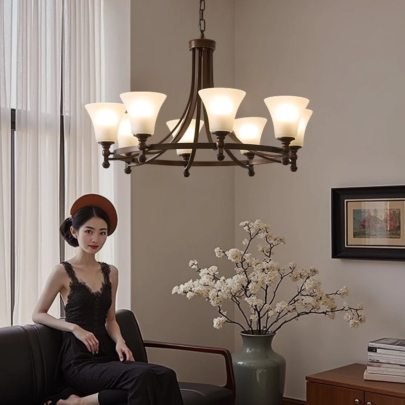 法式客厅吊灯吸顶灯灯饰设计师大厅主灯新款中山中古风餐厅卧室灯