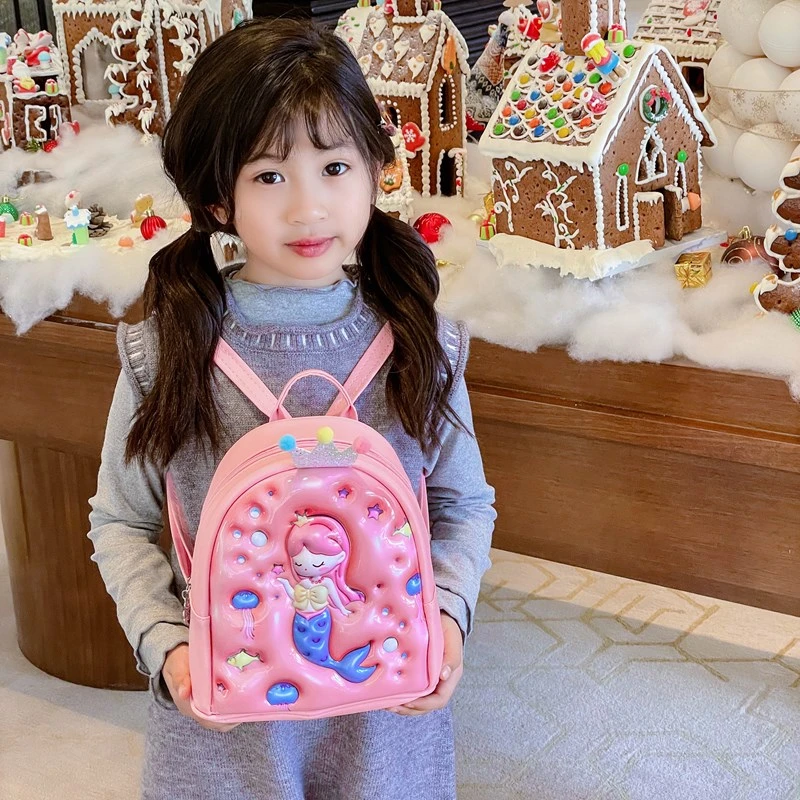 儿童蛋壳双肩包美人鱼可爱宝宝出游小背包女孩轻便幼儿园迷你书包