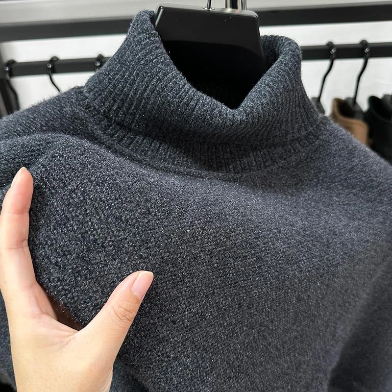灏吉弧一体绒百搭高领毛衣男加绒加厚冬季厚款长袖内搭上衣打底衫