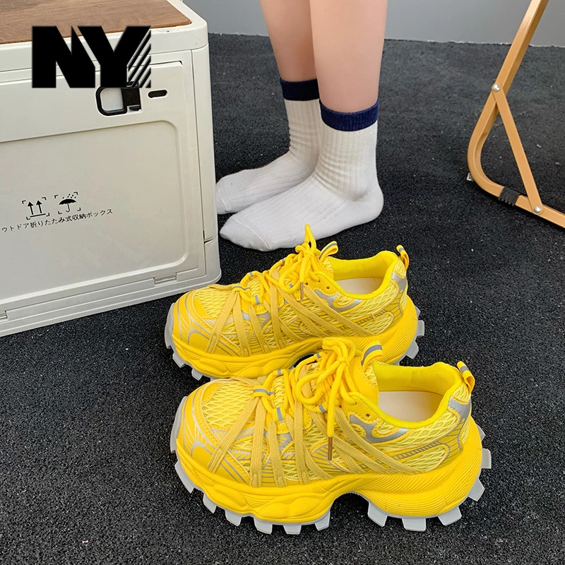 NY品牌卡皮巴拉老爹鞋女2025夏季新款松糕厚底增高休闲运动跑步鞋