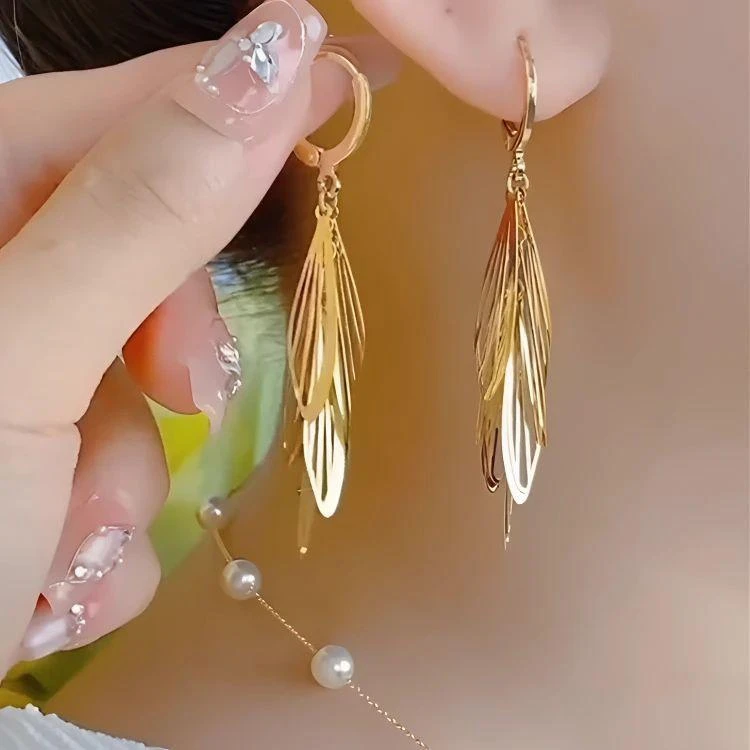 铜合金耳饰 原创设计民族风女欧美风金色耳环金枝玉叶耳饰轻奢