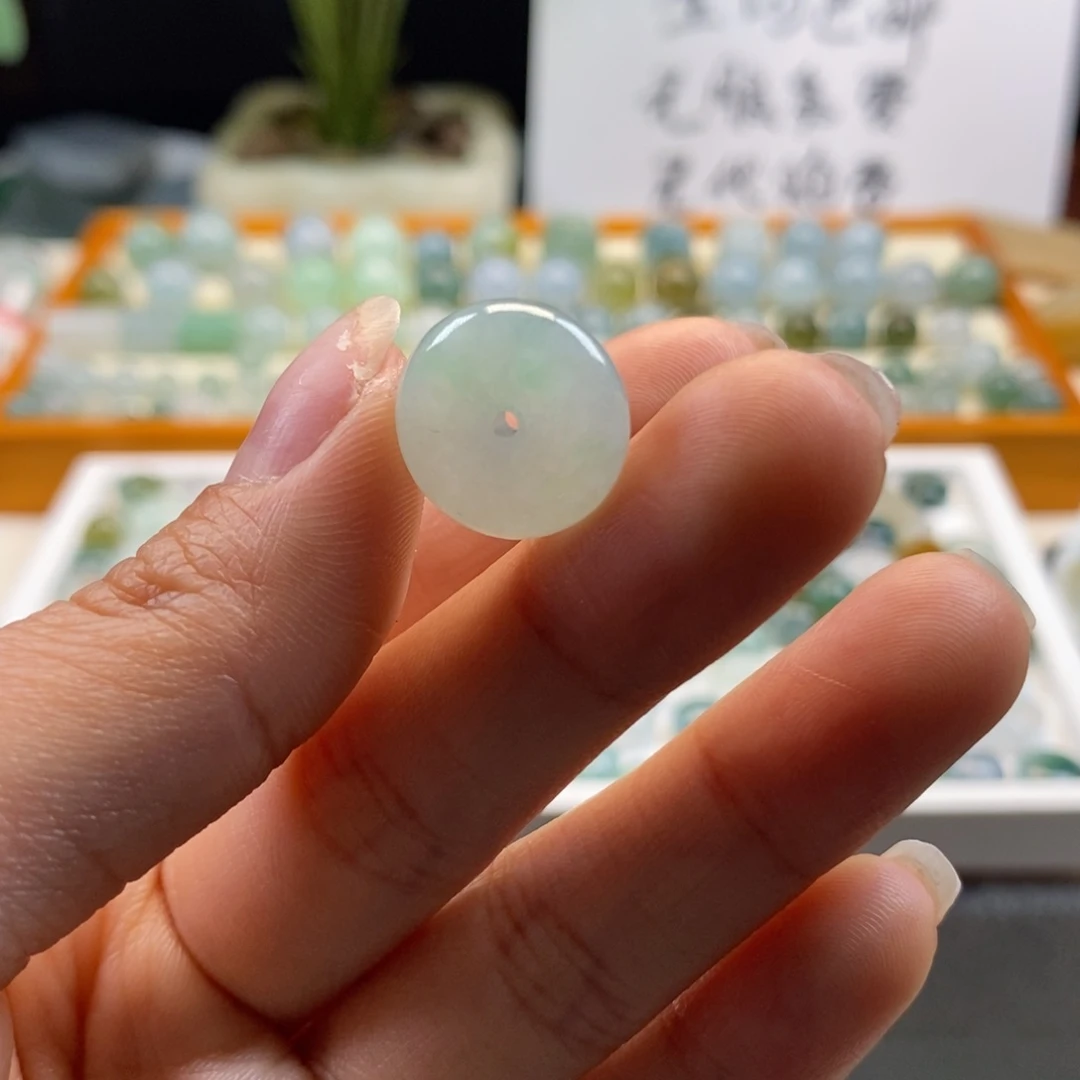 翡翠颈饰未镶嵌天然翡翠平安扣15×5.6