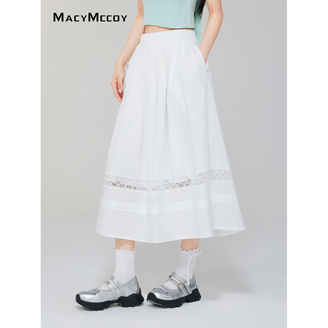 MacyMccoy蕾丝拼接A字裙