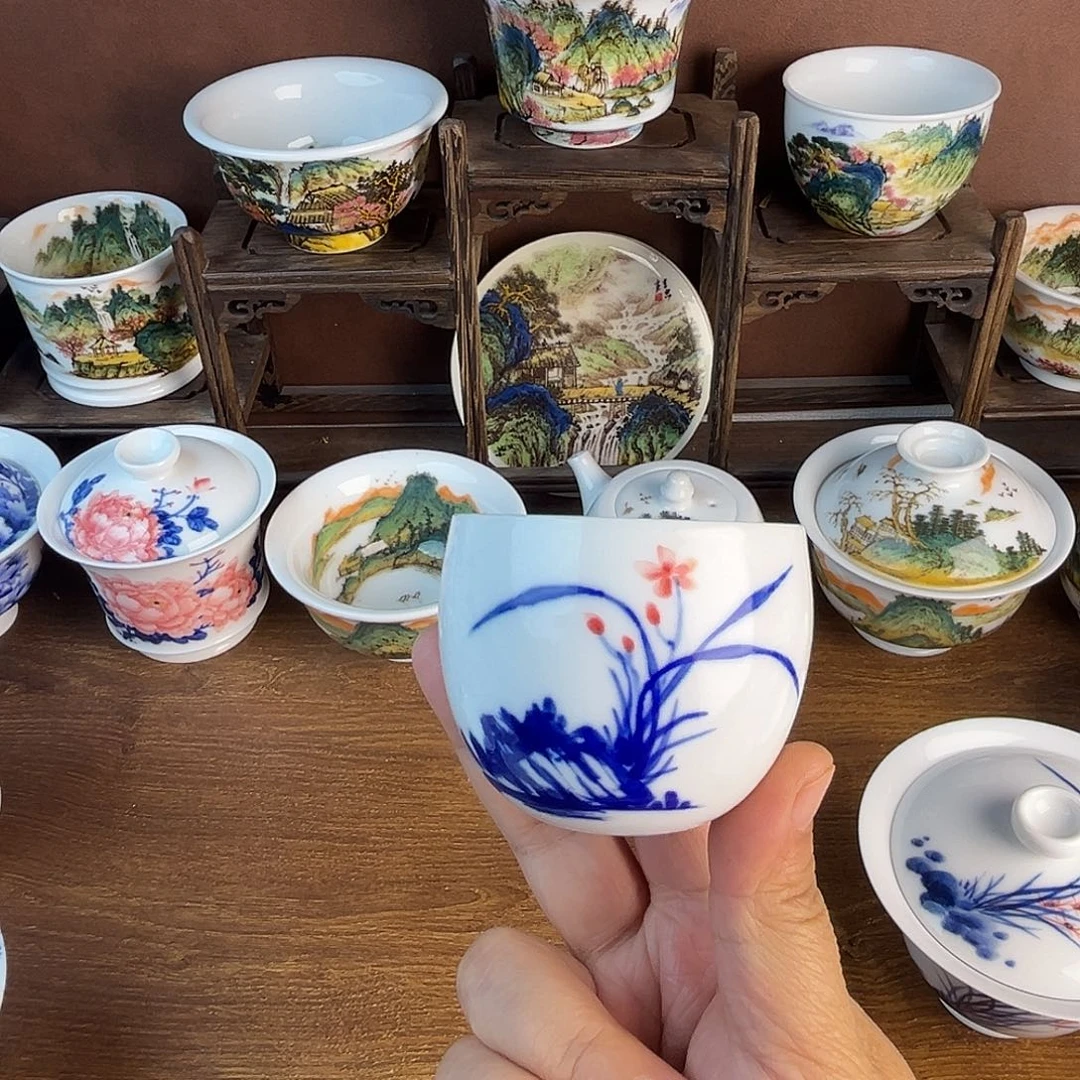 ~***～忠意堂釉下彩兰花微瑕不退