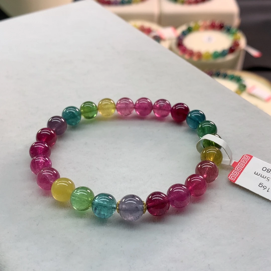 【闪购商品】手链未镶嵌碧玺碧玺艳丽色标单圈7.5