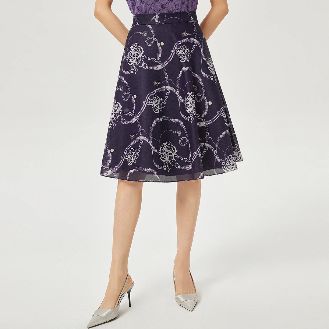 【思思专属】时尚气质印花半身裙通勤百搭A字裙NW01726R5