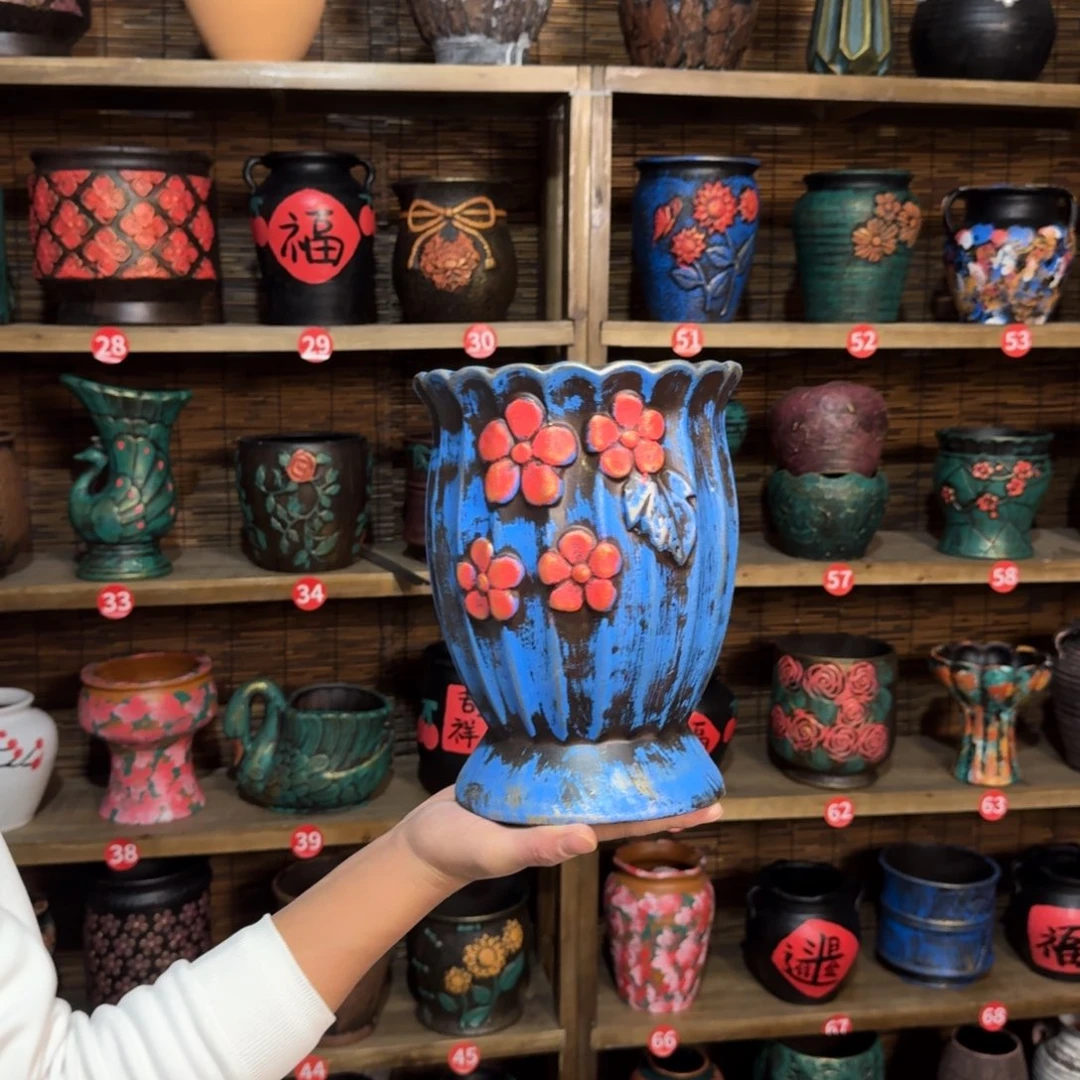 带孔高端浮雕花盆炸炸炸炸