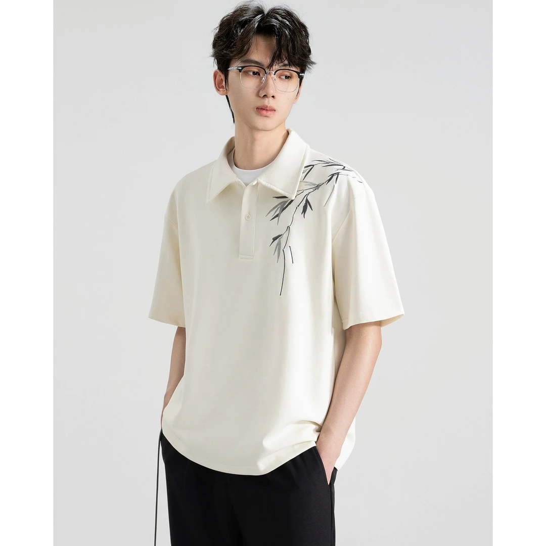 POLO衫男士2025夏季新款薄款新中式宽松短袖翻领国风刺绣t恤上衣