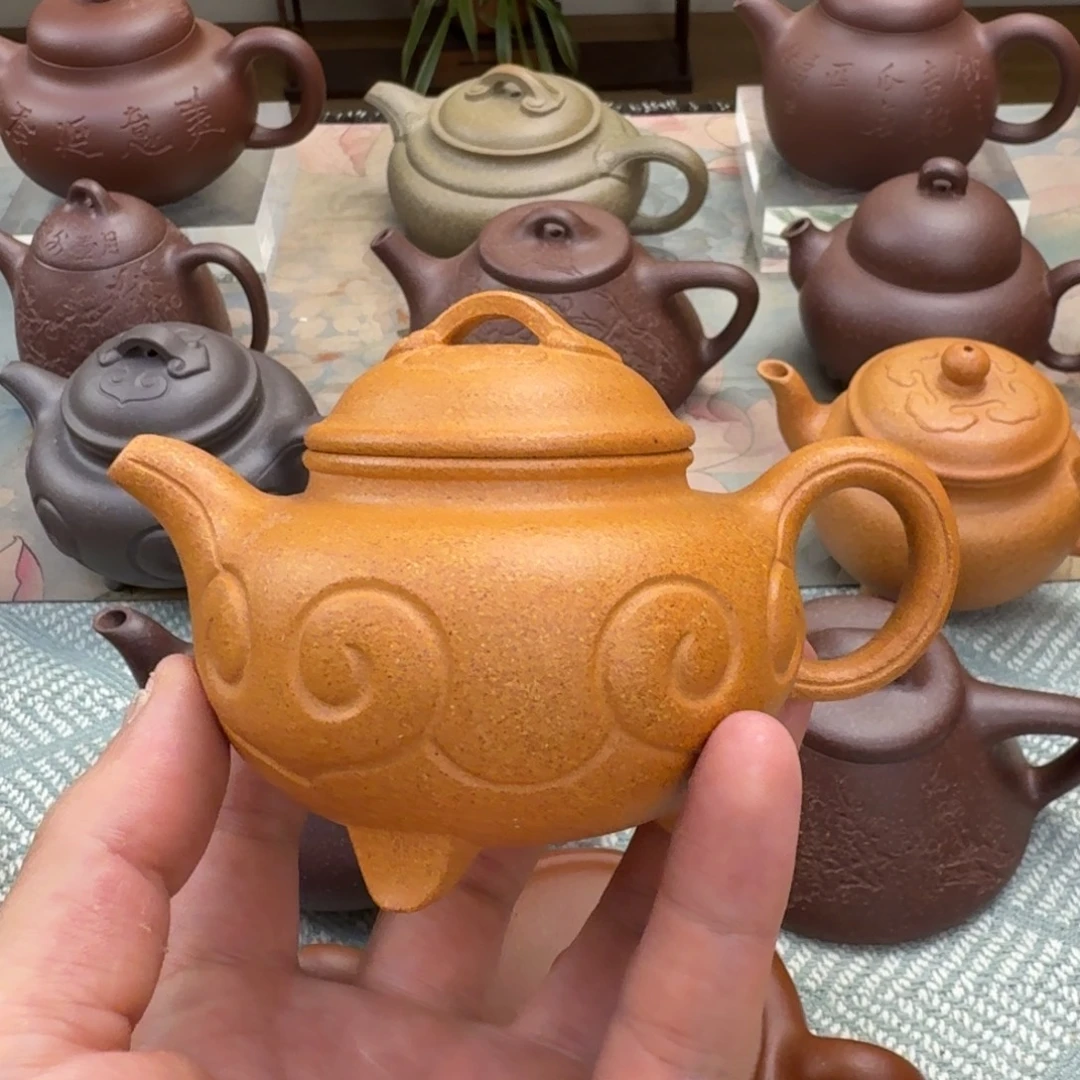 仗***梦茶壶紫砂秦权 刻绘 雨梅做