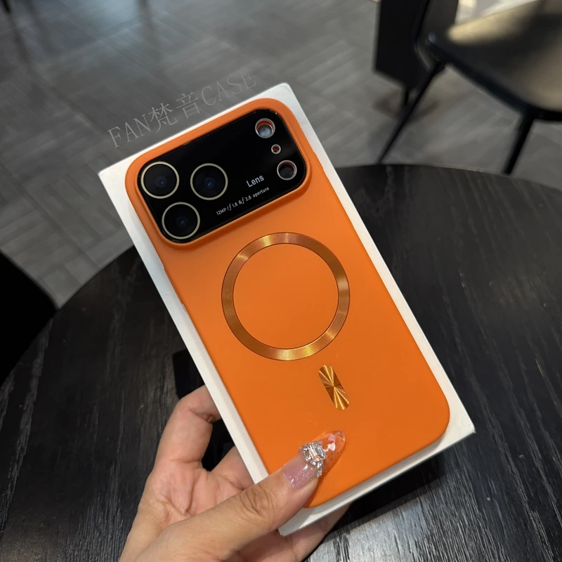 CD纹大视窗磁吸适用苹果17promax手机壳iphone15/16pro新款14全包