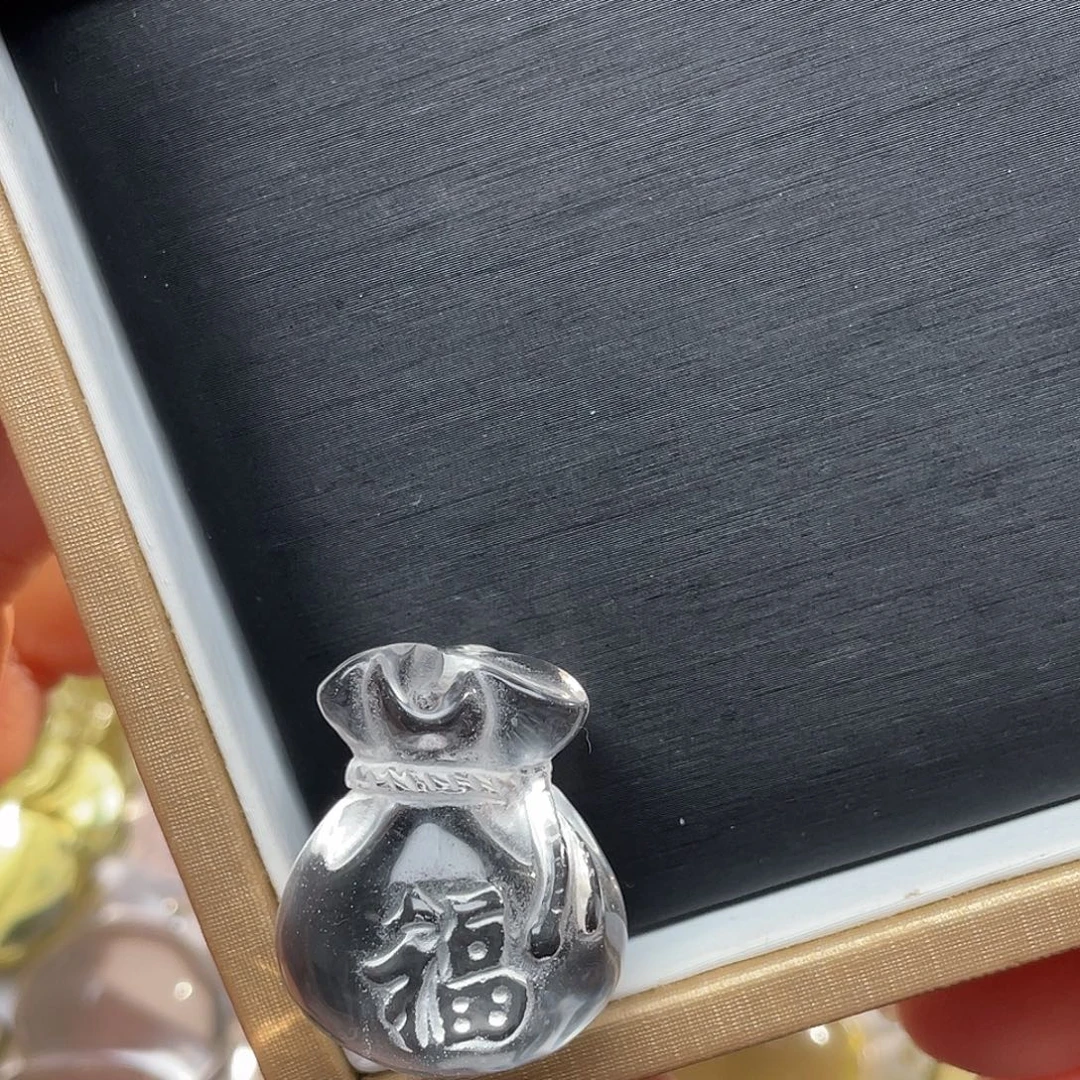 石材天然白水晶福袋30mm