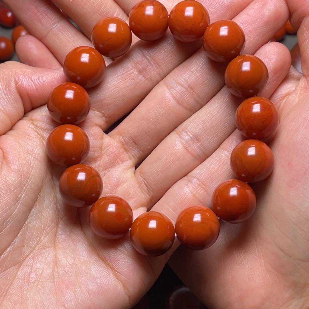 1***℃南红玛瑙未镶嵌南红天然原矿南红手串14.5-14.8毫米