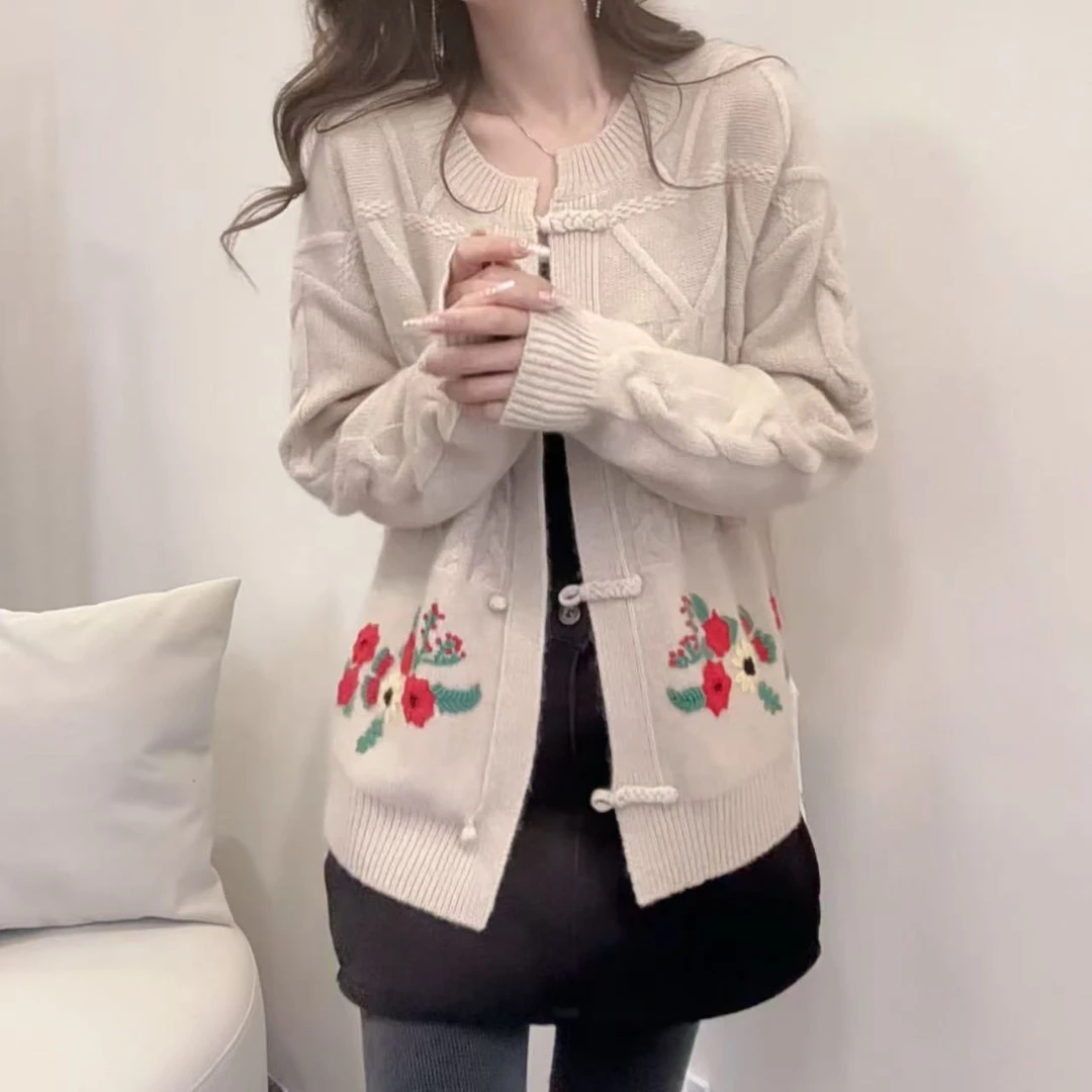 【人间富贵花】轻奢241696慵懒时尚风纯手工钩花针织外套