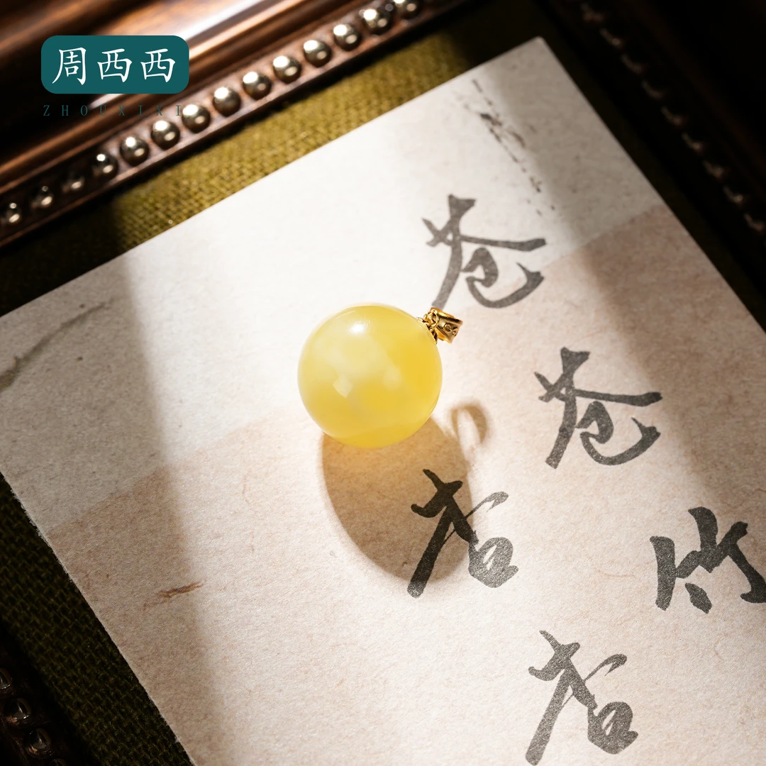 周西西精美珠宝18K蜜蜡路路通吊坠13mm气质百搭款多样性发货18191