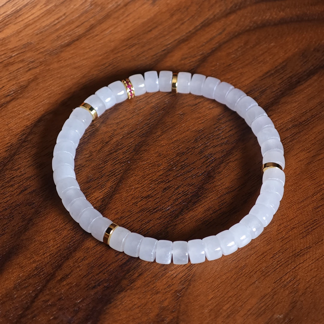 新疆爱思尔和田玉白玉5mm直切手串DG0121-01（多样性发货）