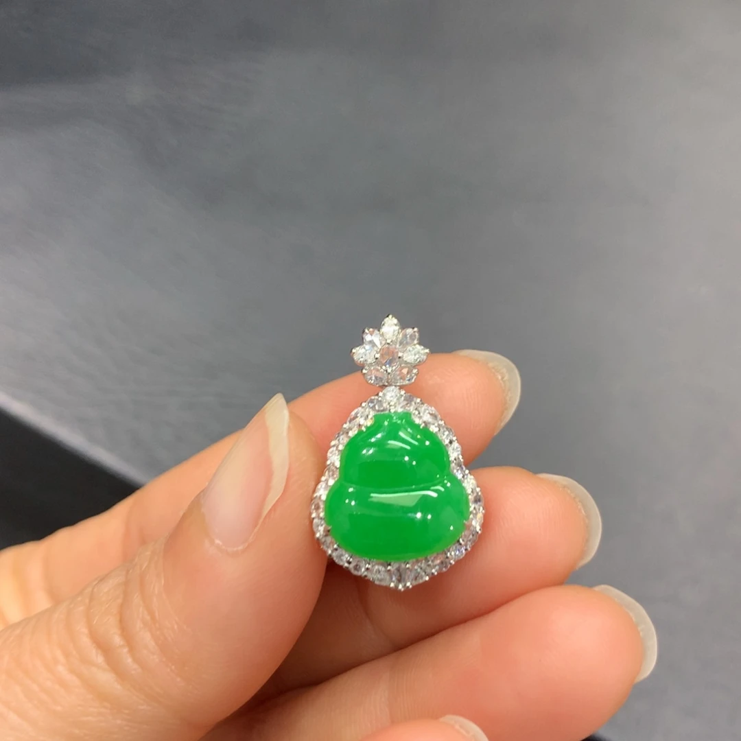 翡翠18K金镶嵌吊坠(不含链)